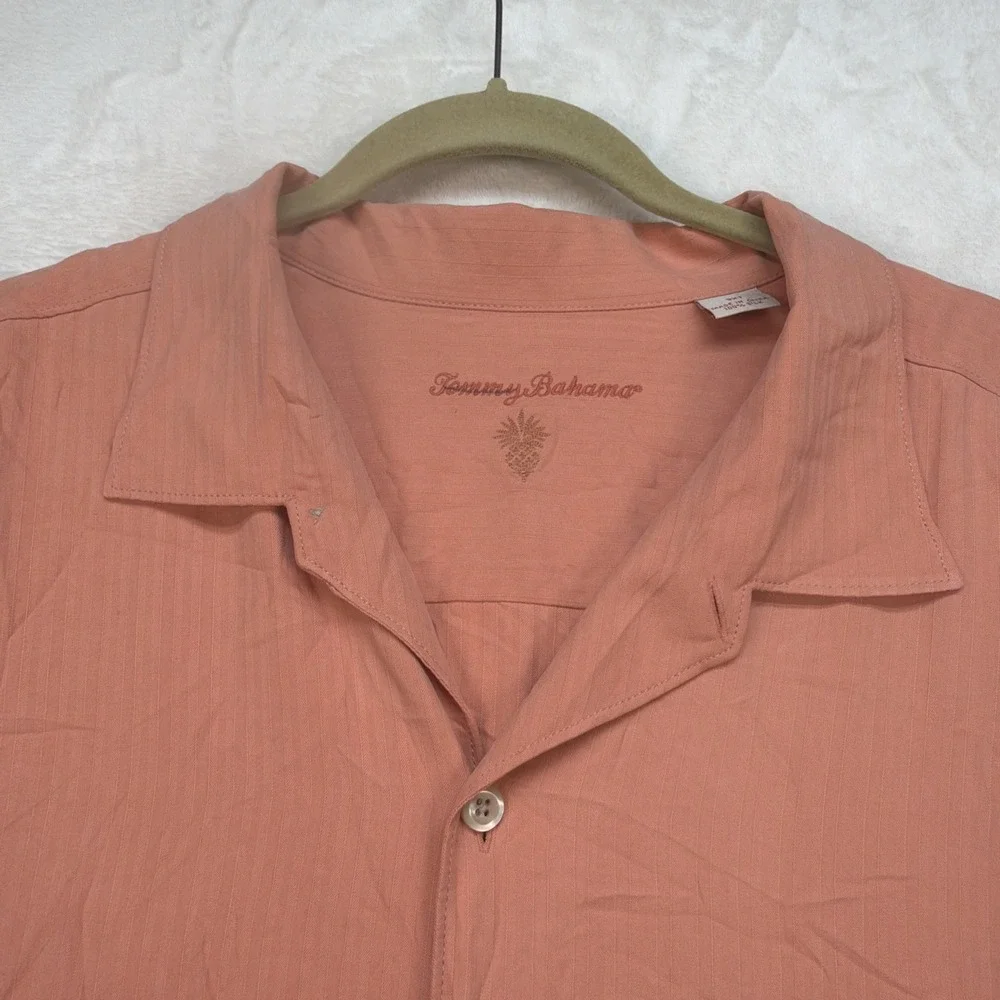 Tommy Bahama Silk Camp Shirt Mens 3XT Big Tall Orange Short‎ Sleeve Resort